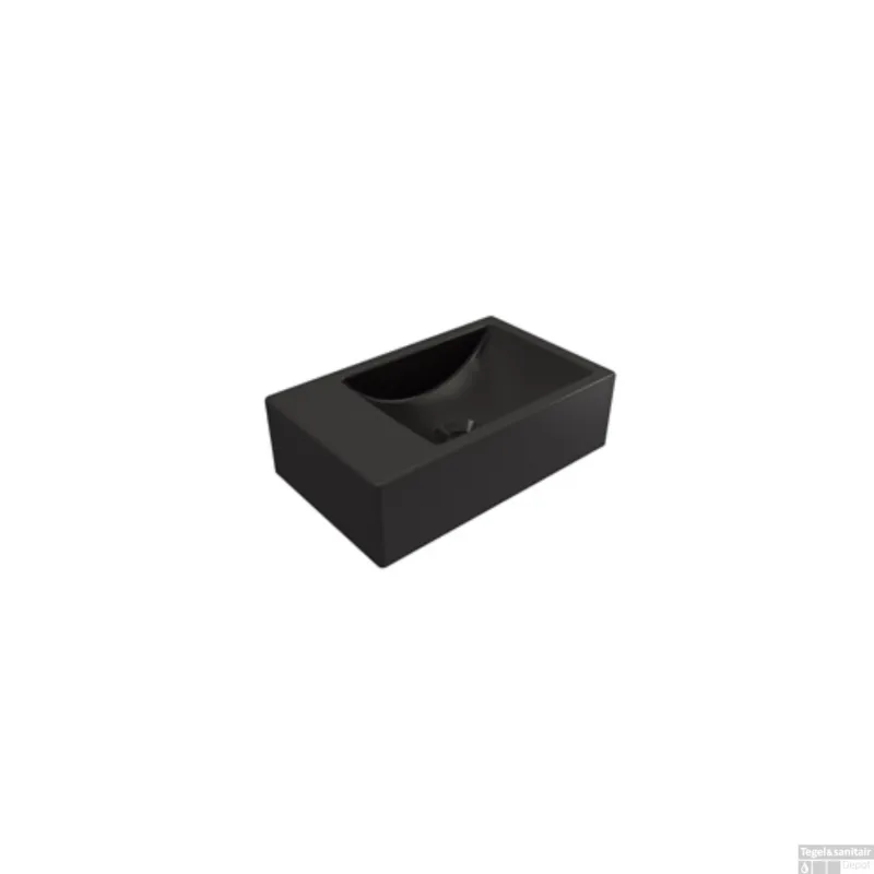 Korting Fontein Plieger Houston 37x23x11cm Bak Rechts Zonder Kraangat Mat Zwart