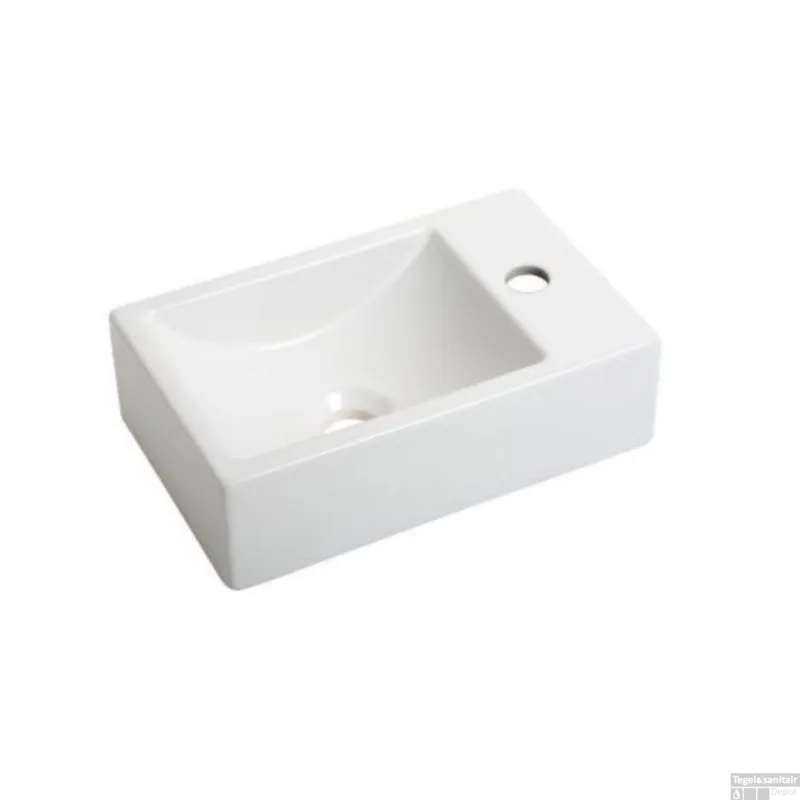 Fontein Plieger Houston Kraangat Rechts 37x23cm Mat Wit Populair
