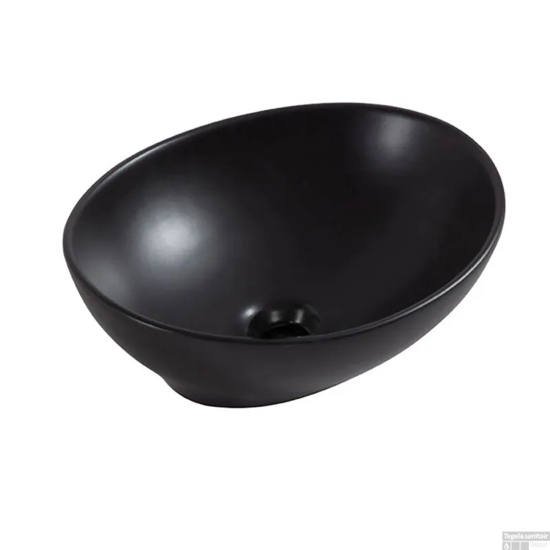 BWS Opbouw Waskom Paro 40x33x14.5 cm Keramiek Mat Zwart Populair