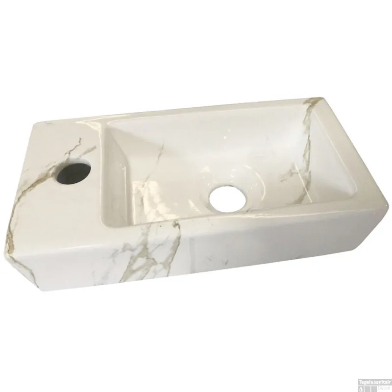 Weekendaanbieding Fontein BWS Marmerlook Links 36x18x9 cm Keramiek Wit