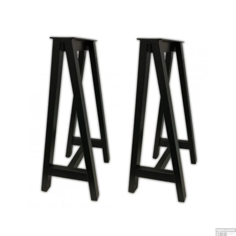 Exclusieve Aanbieding Vloerschagen Metaal 2 stuks 40x30x74 cm Zwart