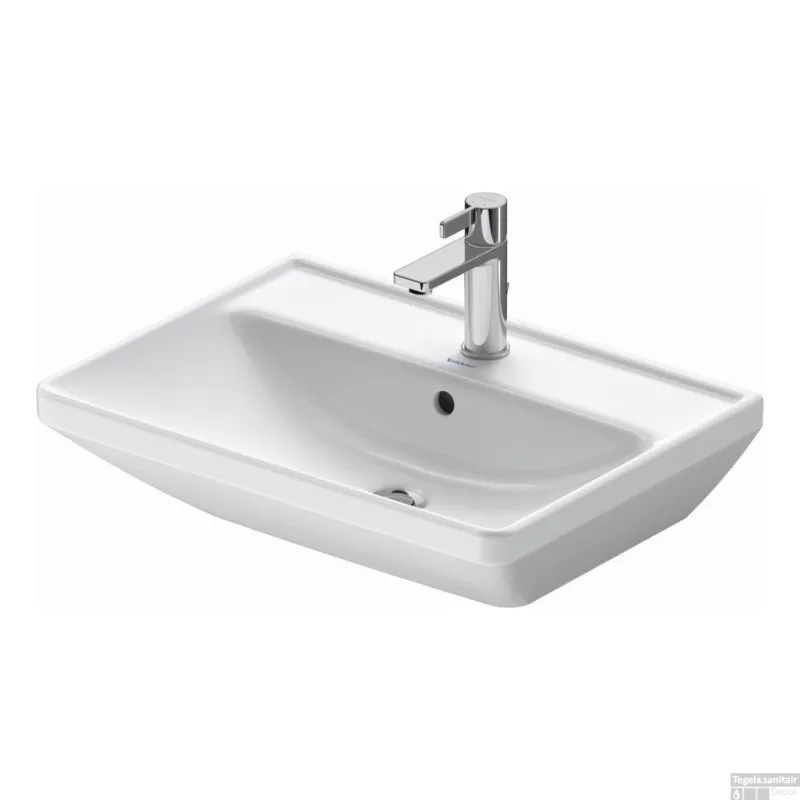 Wastafel Duravit D-Neo Met Overloop Kraanvlak 1 Kraangat 60 cm Hoogglans Wit Speciale Aanbieding