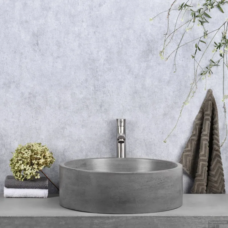 Waskom Differnz Marba Rond 42x42x13 cm Beton Donker Nieuw