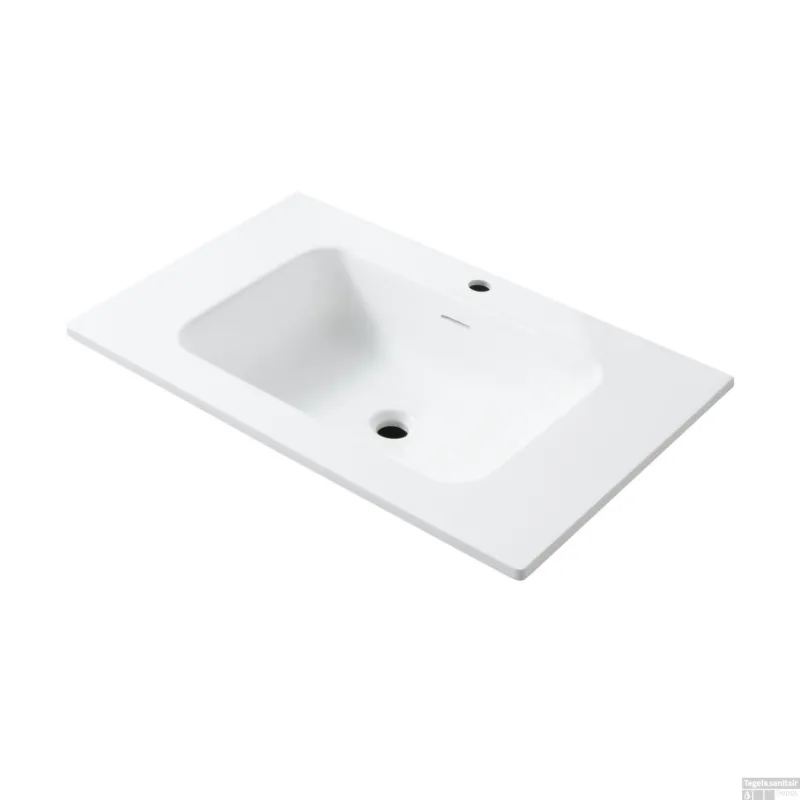 Wastafel BWS Wanda Met Overloop 1 Wasbak 1 Kraangat 80x1,6x52,5 cm Mat Wit Alleen Vandaag