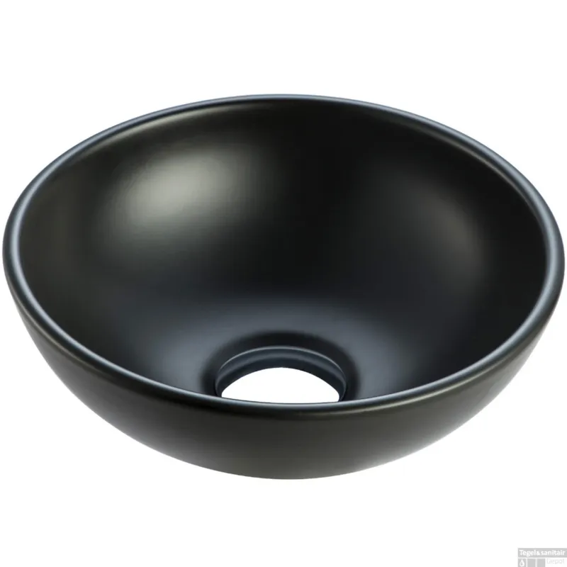 Goedkoop Opbouw Waskom Wiesbaden Kimo 28x28x10 cm Keramiek Mat Zwart