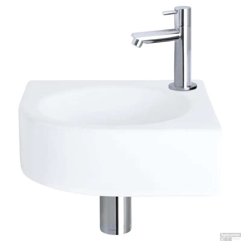 Fonteinset Differnz Cleo 30x30x10 cm Keramiek Wit Met Kraan Recht Chroom Merkproduct