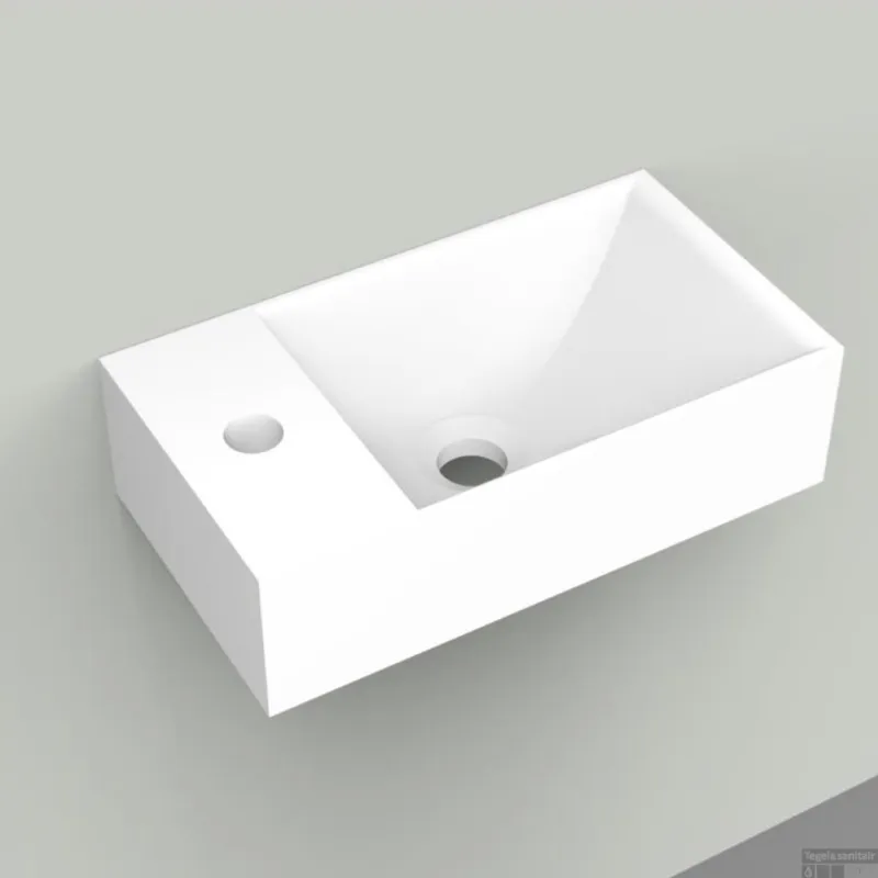 Fontein Arcqua Marble Free 40x22x12 cm Kraangat Links Mat Wit Betaalbaar