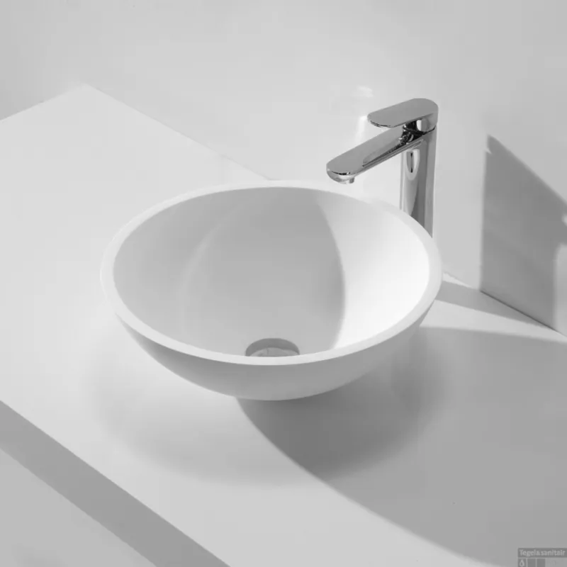 Populair Opzetfontein Wiesbaden Solid Surface Rond 43x43x13 cm