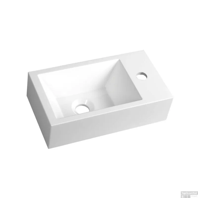 Korting Fontein Sapho Amarok Rechthoekig 40x22 cm Rechts Cast Marble Wit