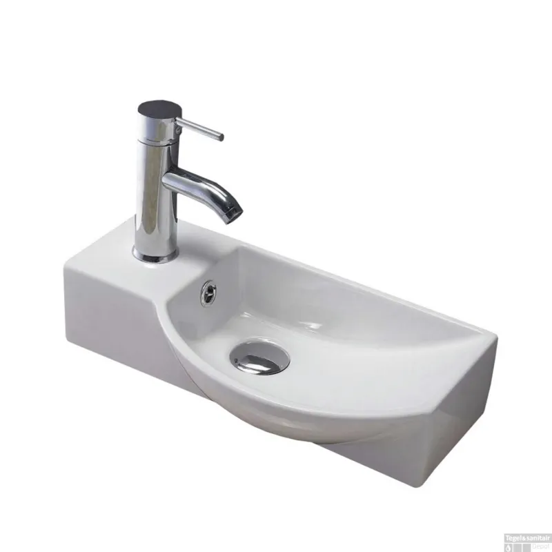 Populair Fontein Sanilux Bee 40x22x10cm met Afvoer en Kraan Keramiek Wit (Kraan Links)