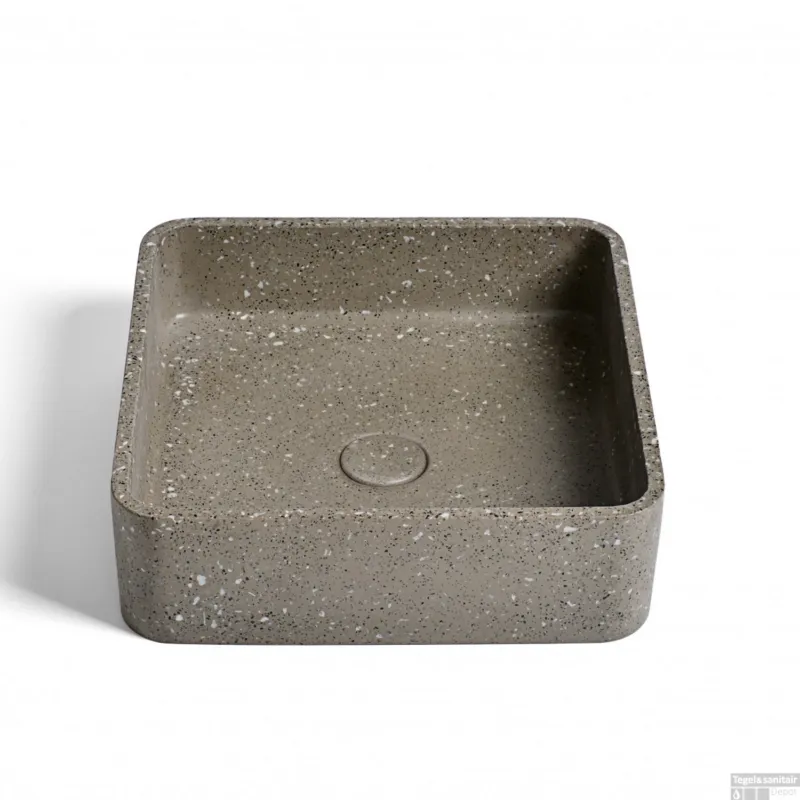 Flitsaanbieding Waskom Ideavit Idea.Zoe 39x39x12 cm Vierkant Terrazzo Grijs/Bruin