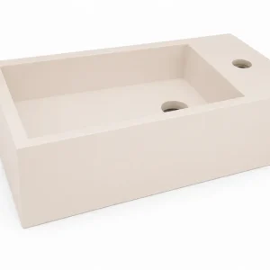 Finale Uitverkoop Fontein Lotte Rechts Rechthoekig 40x22x10cm Solid Surface Beige