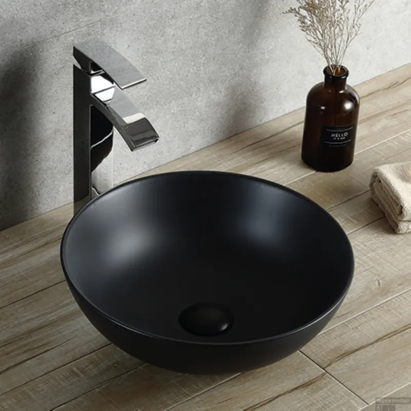 Voordeelprijs Opbouw Waskom BWS Raja 40cm Keramiek Mat Zwart