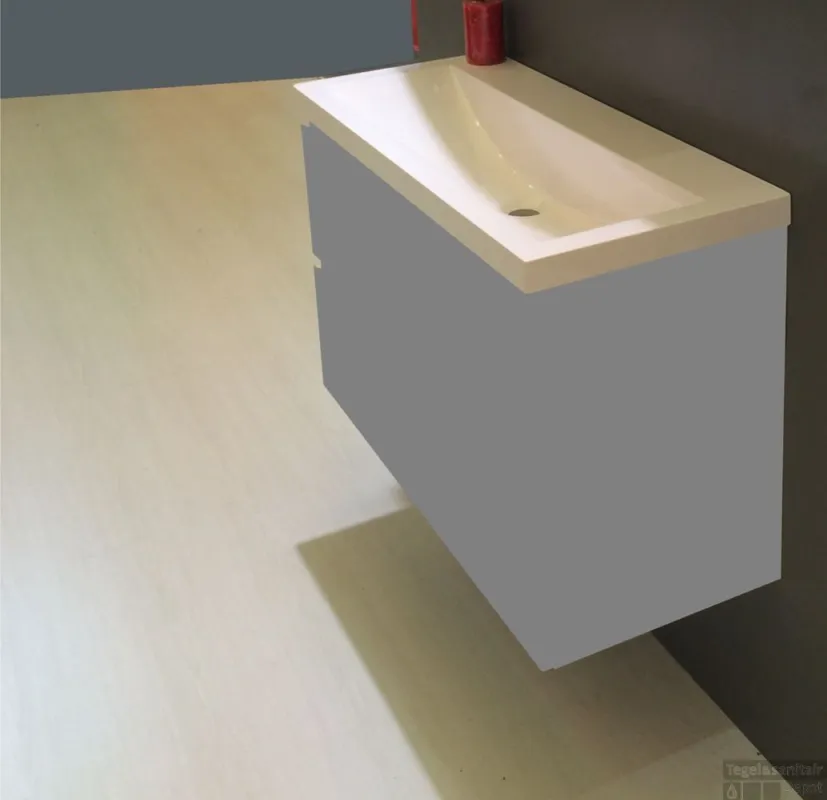 Wastafel Wiesbaden 100x36x11,5 cm Kunstmarmer Wit (zonder kraangat) Gratis Retour