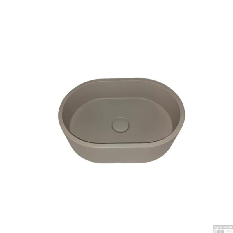 Lage Prijs Opbouw Wastafel Sanimex Crystal Beton Ovaal Medium Grijs
