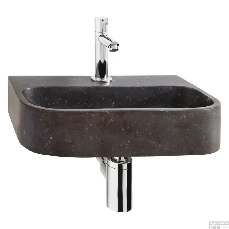 Fonteinset Differnz Ovale Small 38x24x7 cm Natuursteen Zwart Koopje