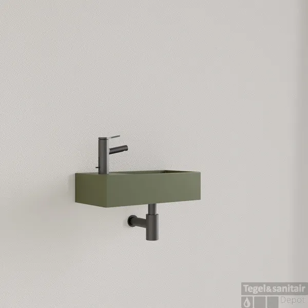 Fontein Gliss Design Nano 36x18x9 cm 1 Kraangat Links Olijf Groen Dagaanbieding