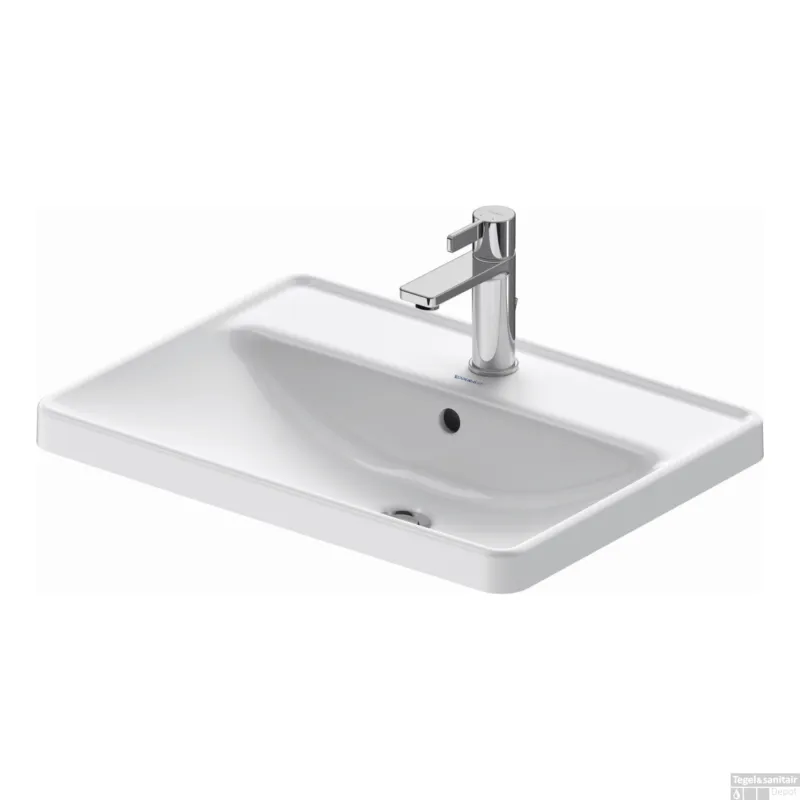 Wastafel Duravit D-Neo Inbouw Met Overloop Kraanvlak 1 Kraangat 60 cm Hoogglans Wit Betaalbaar