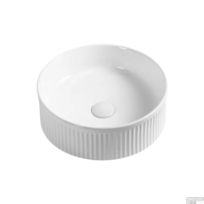 Waskom Sapho Picobello Keramisch Rond 37 cm Wit Speciale Aanbieding