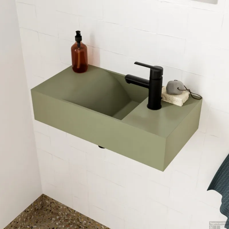 Fontein Salenzi Arro 50x26 cm Mat Legergroen Rechts OP = OP Express Levering