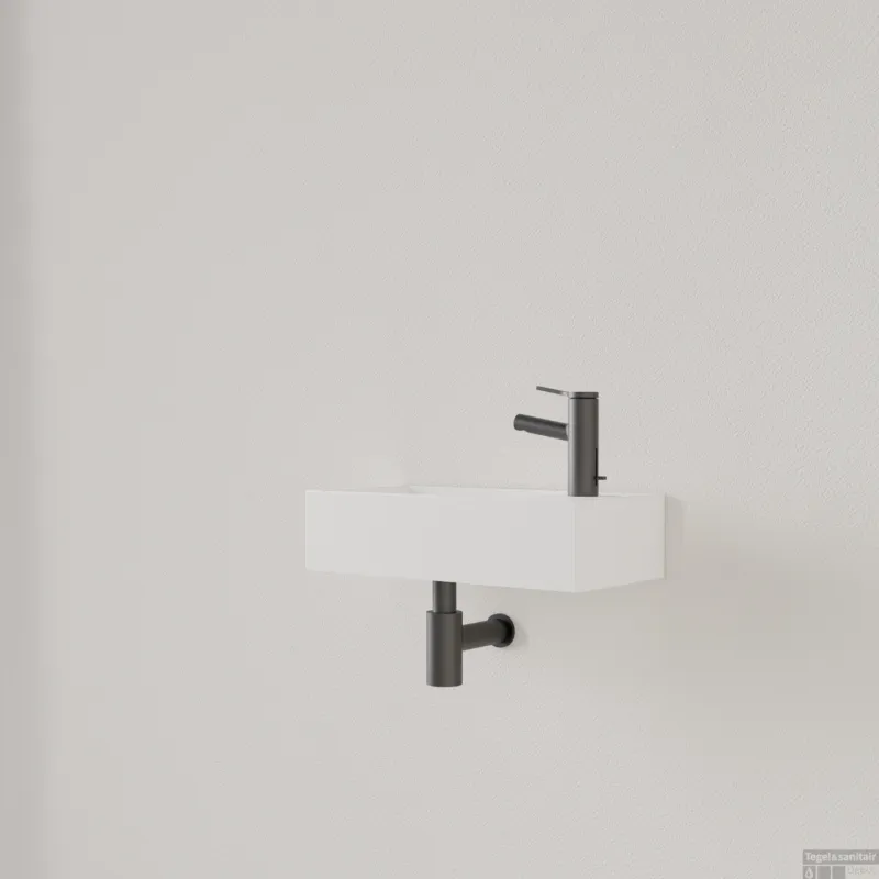 Koopje Fontein Gliss Design Nano 36x18x9 cm 1 Kraangat Rechts Mat Wit