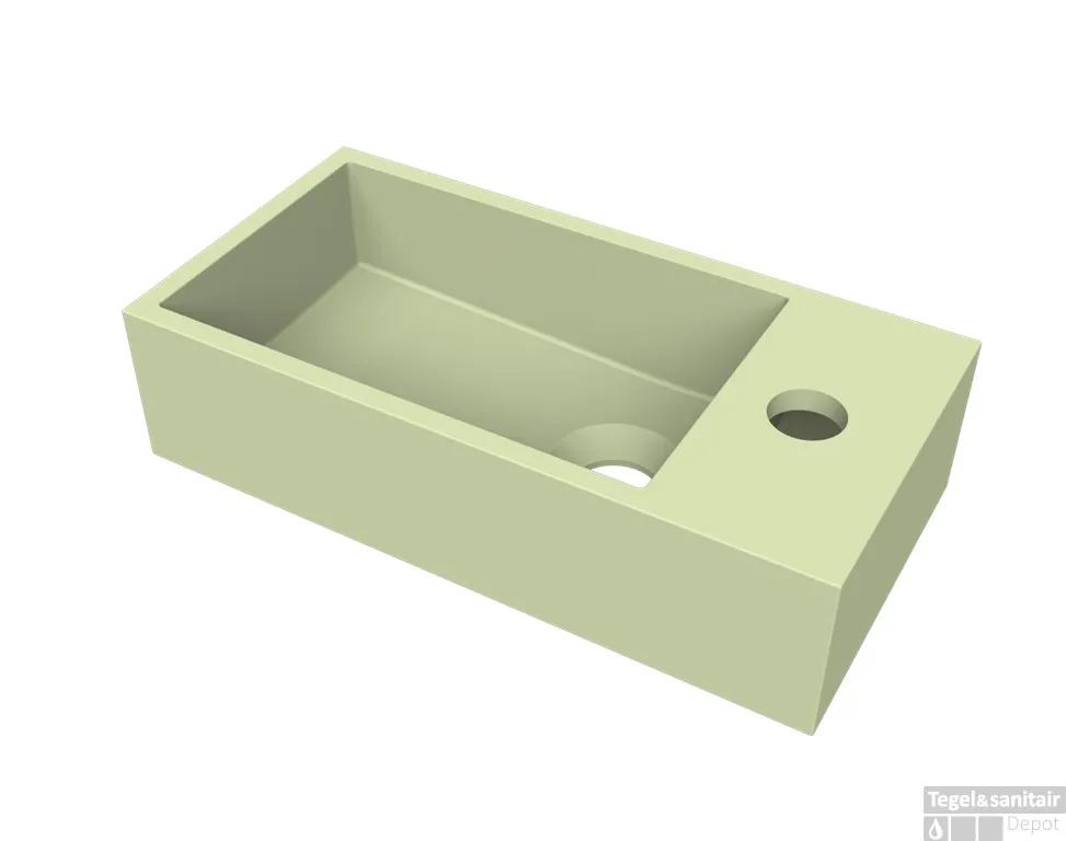 Fontein Arcqua Flair 36x18x9 cm met Kraangat Rechts Mat Pastel Groen Actieprijs