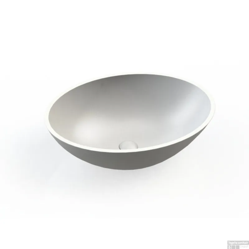 Beperkt Aanbod Waskom BWS Prince Cast Marble 49x34 cm Ovaal Glans Wit