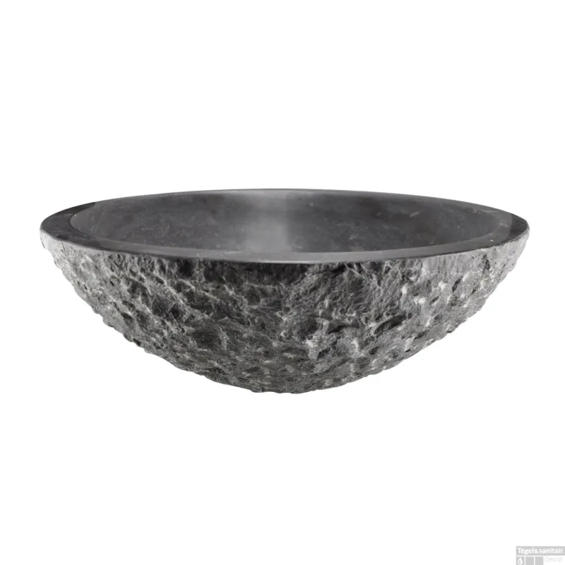 Express Levering Opzetwastafel Wiesbaden Hamerslag Hardsteen Rond 42x14 cm