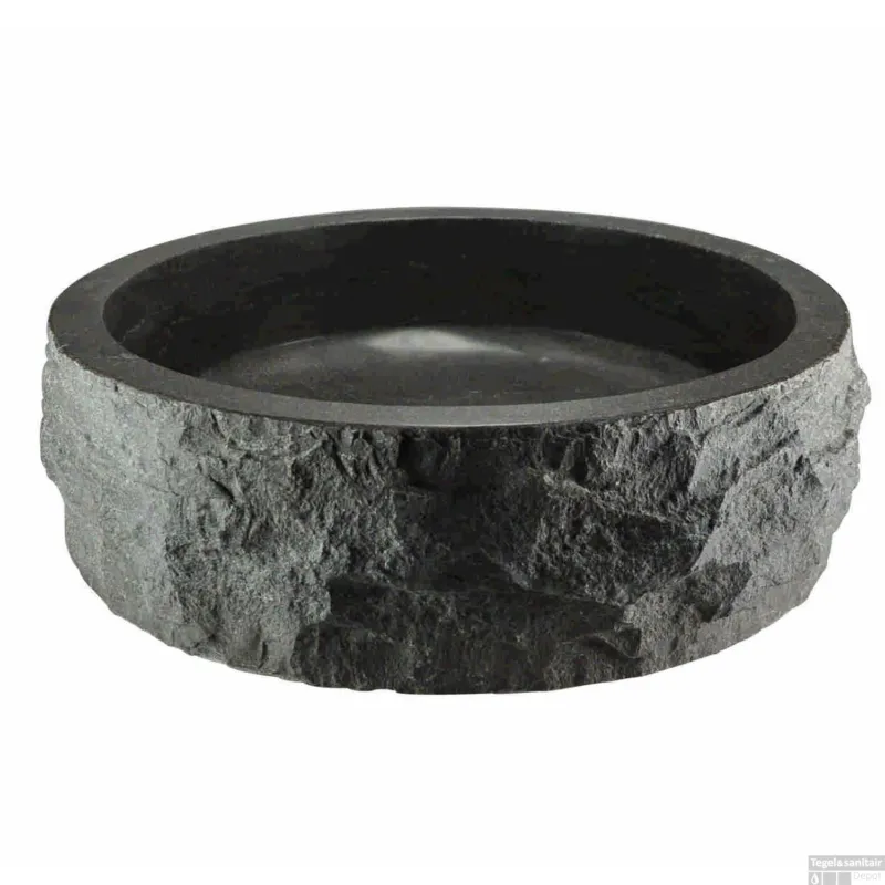 Rechtstreeks Van De Fabrikant Hamerslag Opzetwastafel Wiesbaden Hardsteen Rond 40x12 cm