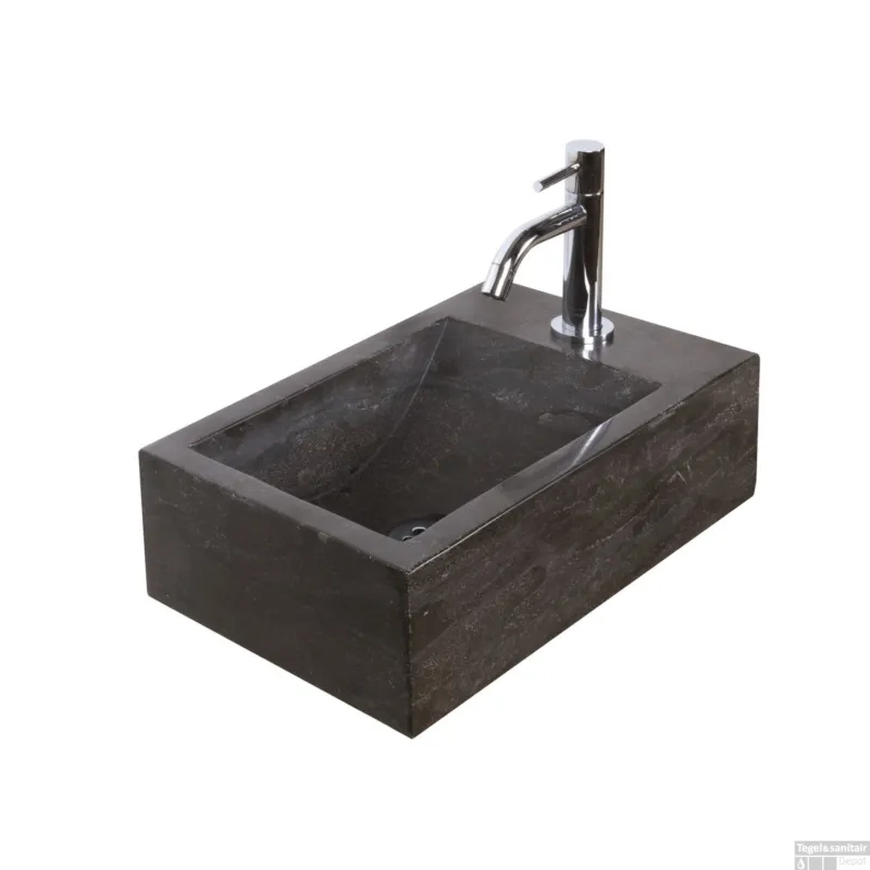 Fonteinset Natuursteen Nera 40x23x11 cm (kraangat rechts) Beperkte Voorraad