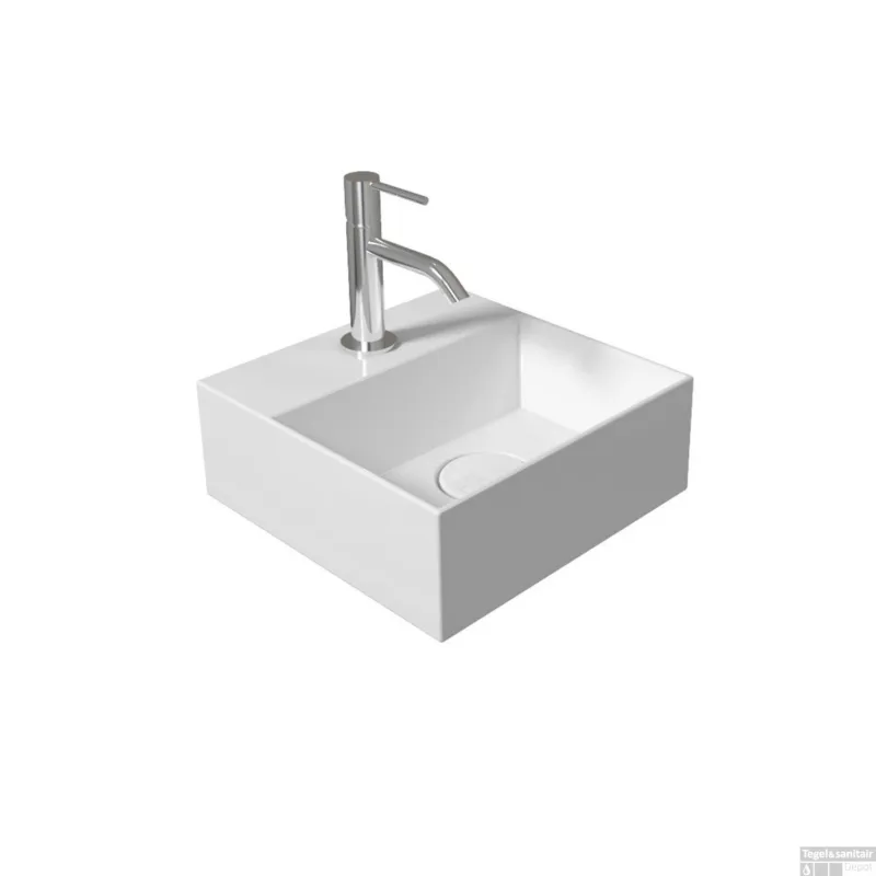 Fontein Salenzi Spy 30x30 cm Glans Wit (inclusief bijpassende waste) Beperkt Aanbod