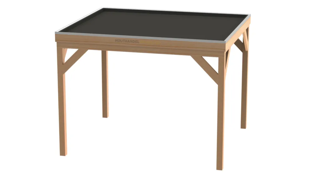Superprijs Douglas Houten Overkapping Bouwpakket / Materiaalpakket 350x350cm (3.5x3.5 meter) - Zijwand Enkel Bekleed Zwart Gespoten