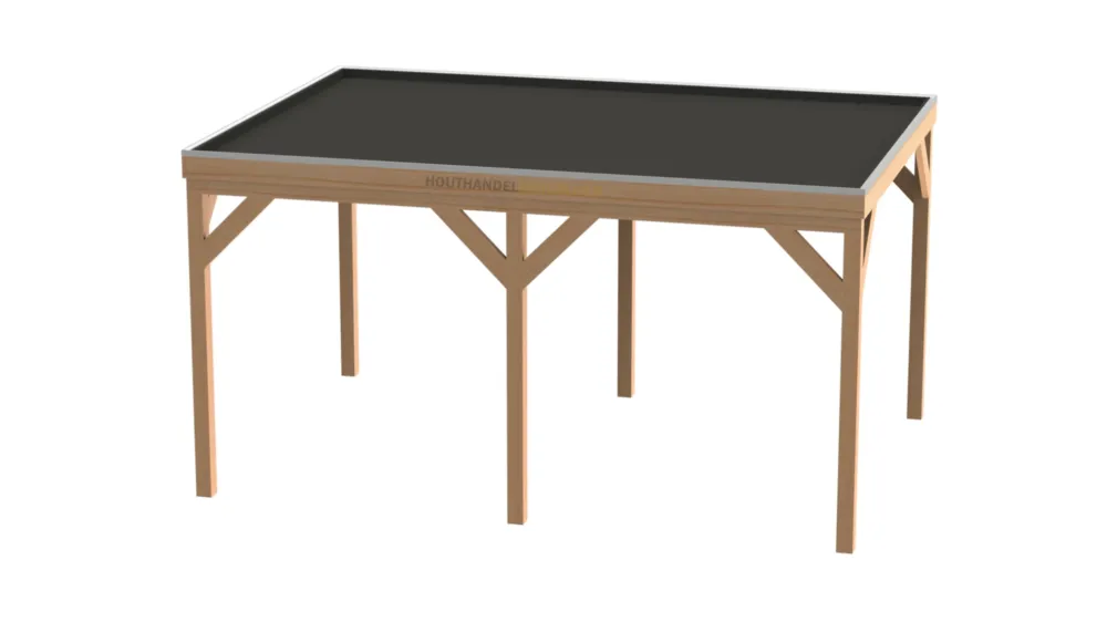 Beperkt Aanbod Douglas Houten Overkapping Bouwpakket / Materiaalpakket 500x350cm (5x3,5 meter) - Achterwand Dubbel Bekleed Zwart Gedompeld
