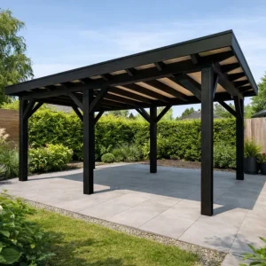 Douglas Overkapping 500x250 cm / 5x2,5 m Materialenpakket | Robuust | Zwart Geïmpregneerd - Zijwand Dubbel Bekleed Zwart Gedompeld Veilige Betaling