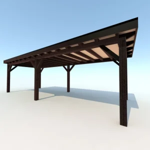 Populair Douglas Overkapping 800x400 cm / 8x4 m | Materialenpakket | Robuust | Zwart Geïmpregneerd - Achterwand Dubbel Bekleed Zwart Gespoten