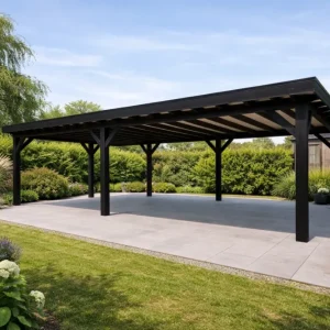 Op = Op Douglas Overkapping 800x350 cm / 8x3,5 m | Materialenpakket | Robuust | Zwart Geïmpregneerd - Optie* Isolatie pakket