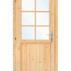 Enkele vuren deur D6 met kozijn en enkel glas | B83xH188cm - Vuren enkele deur D6 B83x H190cm Bestseller