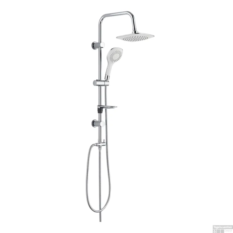 Hoge Kwaliteit Regendouche BWS Bianco Opbouw Vierkant Met Handdouche, Doucheslang En Glijstang
