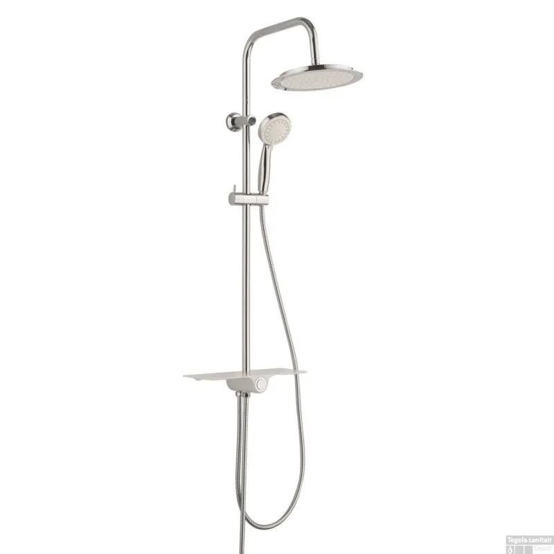 Shop Nu Regendouche Opbouwset Schutte Aquastar 5 Functies met Planchet Chroom Wit