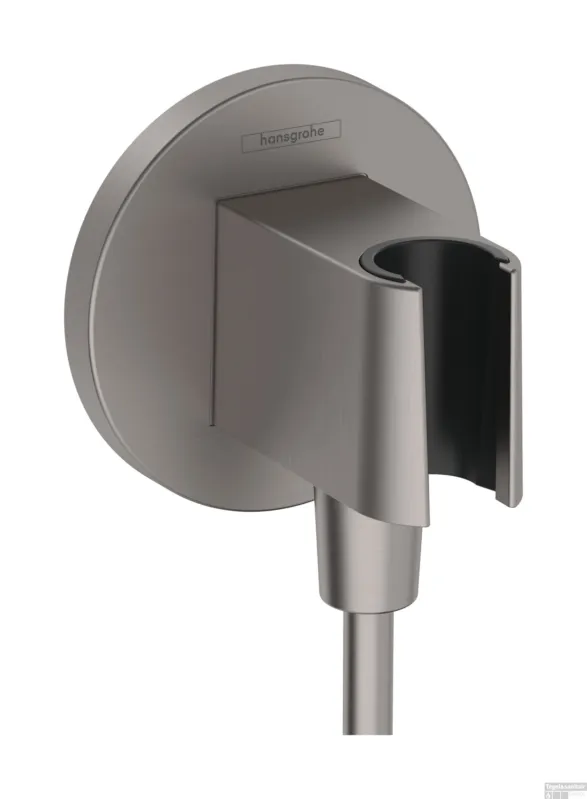 Hansgrohe FixFit S muuraansluitbocht met handdouchehouder, Brushed Black Chrome Snelle Levering