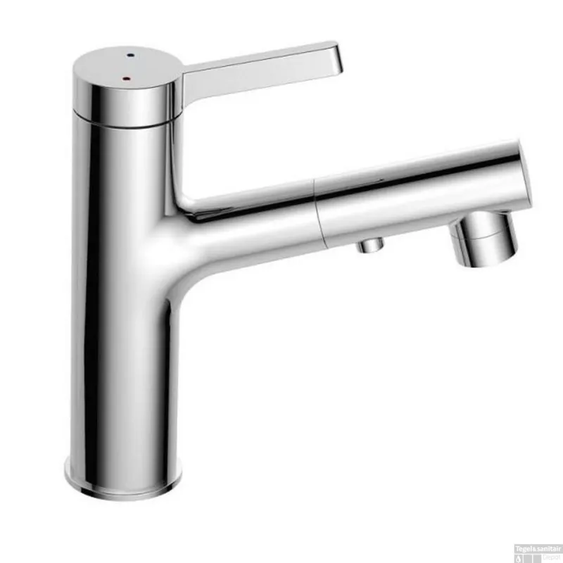 Wastafelmengkraan Best Design Asproli met Uittrekbare Sproeiuitloop Chroom Betaalbaar
