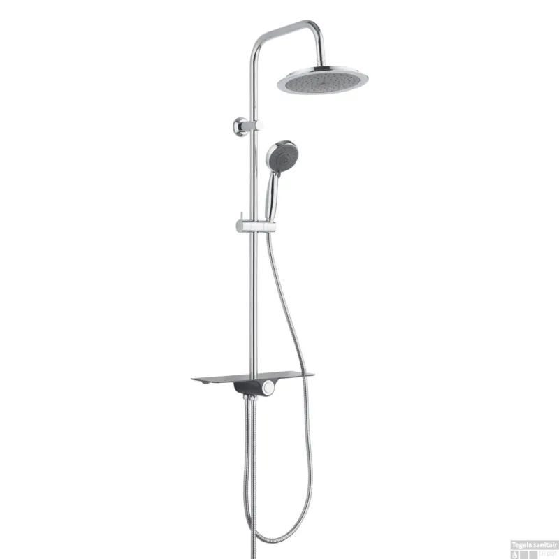 Speciale Aanbieding Regendouche Opbouwset Schutte Aquastar 5 Functies met Planchet Chroom Antraciet