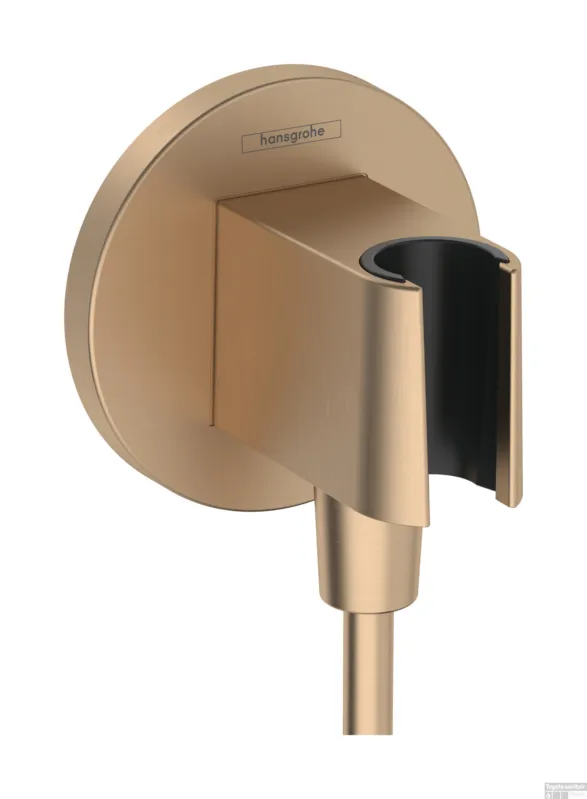 Hansgrohe FixFit S muuraansluitbocht met handdouchehouder, Brushed Bronze Seizoensaanbieding