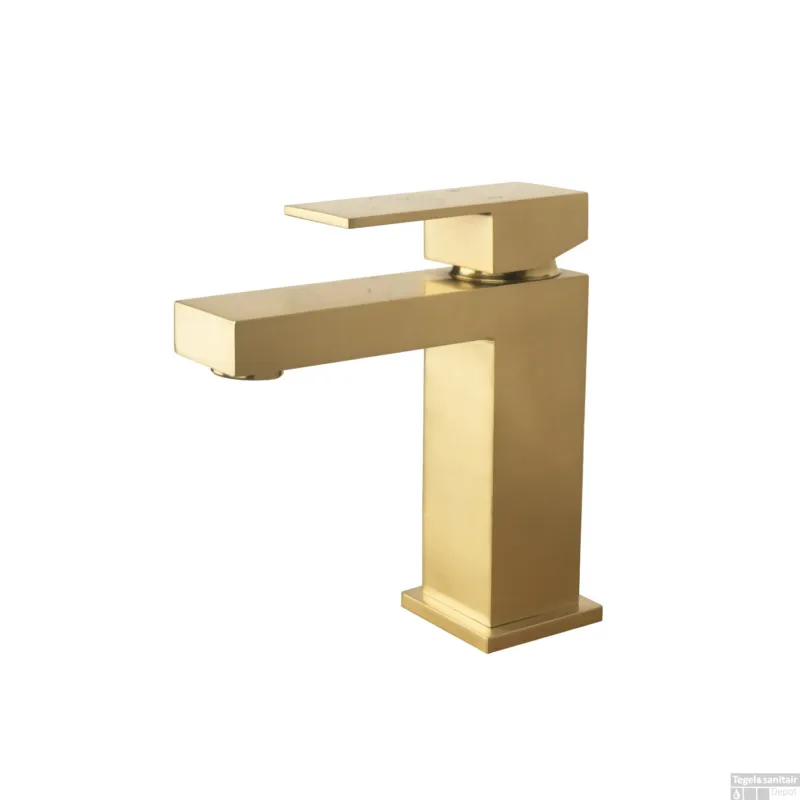 Wastafelkraan BWS Colorato Square Vierkant Geborsteld Goud Goedkoop
