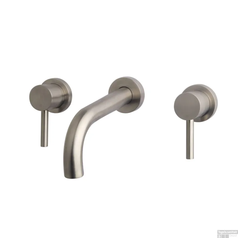 Gereduceerde Prijs OUTLET BWS Wastafelkraan Inbouw Round 2- knops RVS Look (incl inbouwdeel)