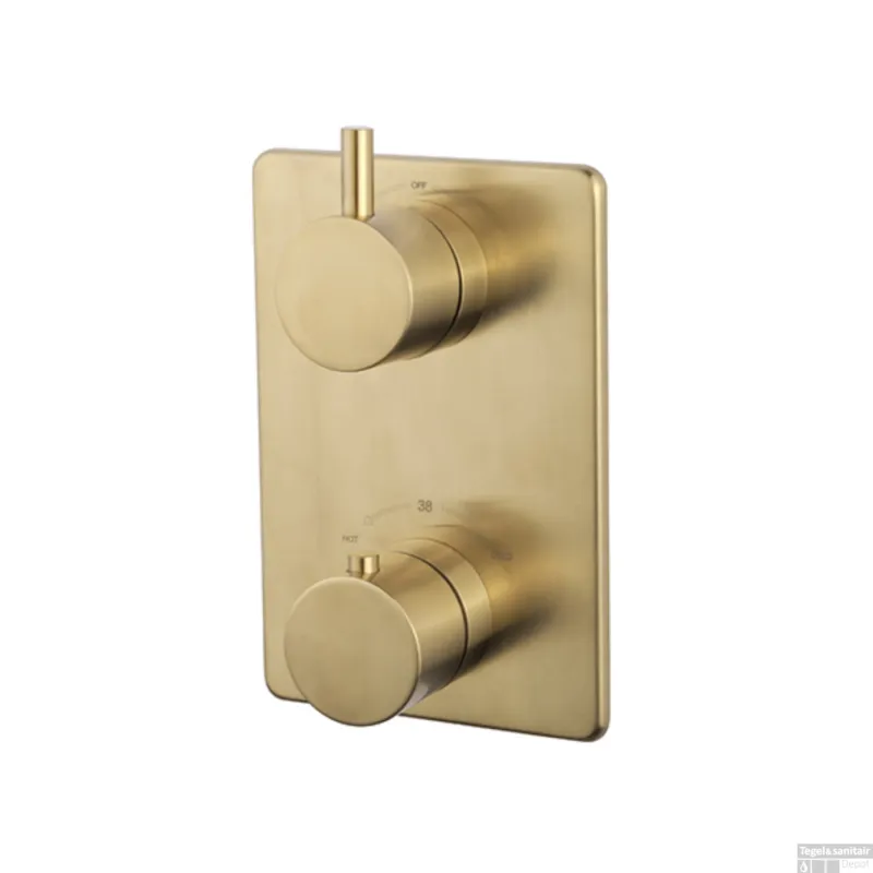 Hoge Kwaliteit Afbouwdeel Wiesbaden Caral Thermostatisch 2-Weg Geborsteld Messing Goud