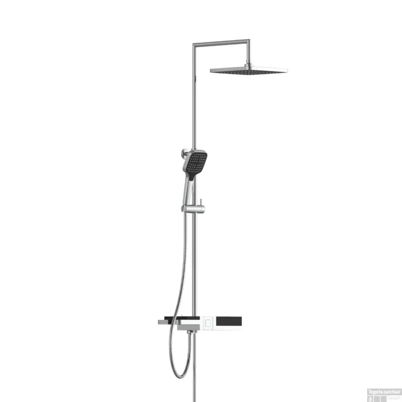Regendouche Schutte Blueperl Hoofddoucheset Met Planchet Chroom Zwart Flitsaanbieding