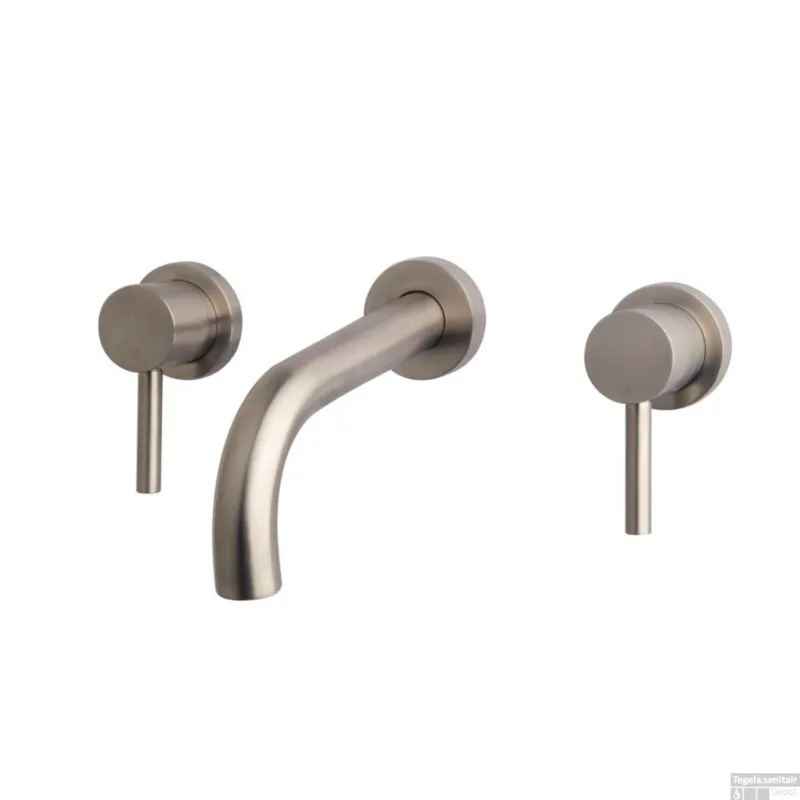 Uitverkoop Wastafelkraan Wiesbaden Caral Afbouwdeel 2-Knops RVS Look (Exclusief inbouwdeel) PVD Coating