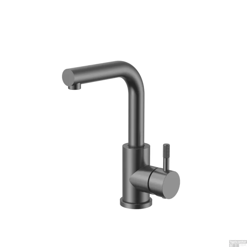 Wastafel/Keukenmengkraan BWS Sensa Rechte Uitloop Draaibaar Cold Start Hendel Gunmetal PVD Hoge Kwaliteit