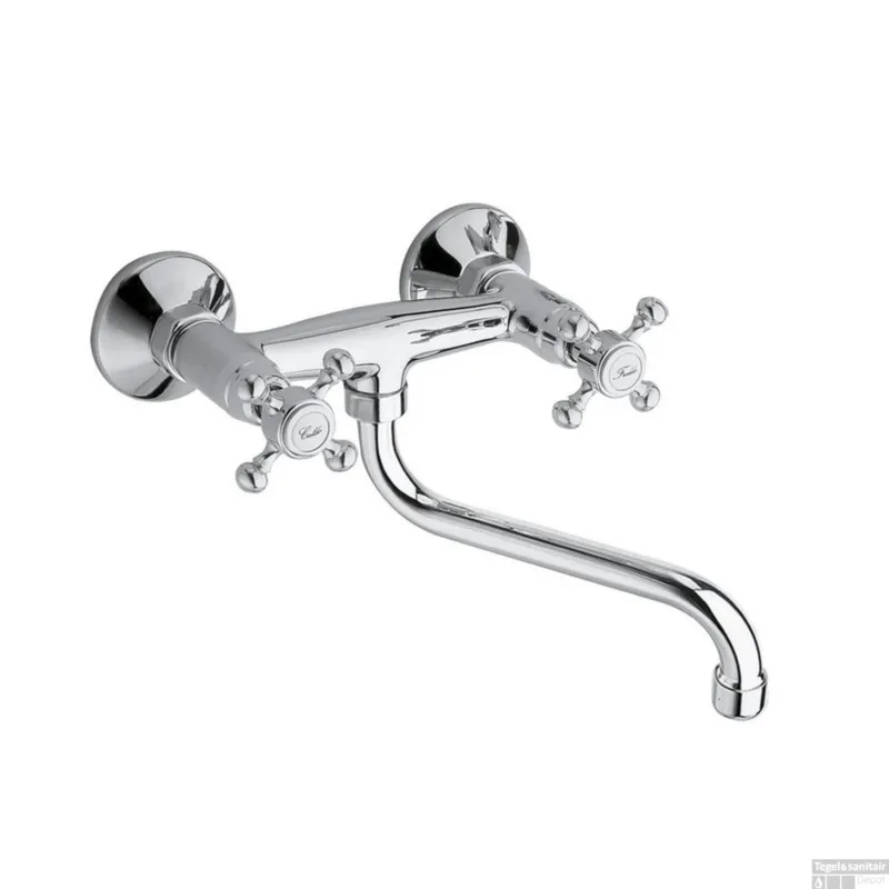Inbouw Wastafelmengkraan Sapho Antea 2-knop Gebogen Uitloop 19 cm Chroom Lage Prijs
